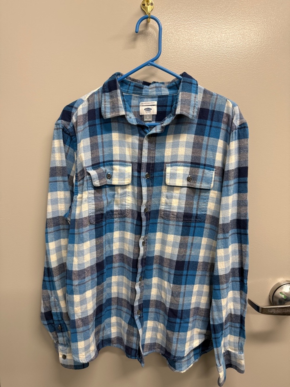 Old Navy Blue Plaid Button-Up Shirt